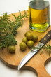 kitchen herbs and olive oil