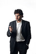 business man replying a call