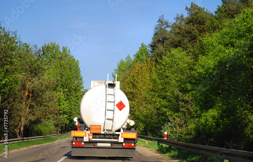 Oil transporting lorry on the road