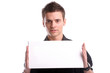 business man with an empty white card