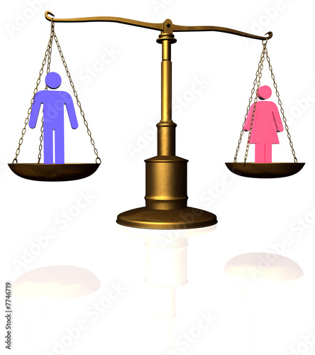 Illustration: Man Woman equality scale Man Woman equality scale