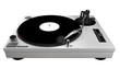 A 3d rendered technics-style turntable, silver body A 3d rendered technics-style turntable, silver body