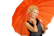 woman with orange umbrella woman with orange umbrella