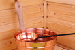 Bucket with water in sauna Bucket with water in sauna