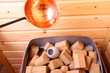 Stones on a sauna stove Stones on a sauna stove