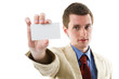 Business man showing his blank.