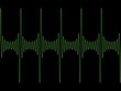 Green modulated sine wave on black copyspace