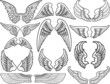 Twelve Sets of Black and White Angel Wings
