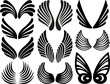 Ten Sets of Black Stylized Angel Wings