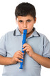 boy playing recorder