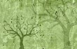 écologie, dessin d'un arbre sur un vieux papier vert