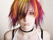 Photo : Punk Girl with Brightly Colored Hair Punk Girl with Brightly Colored Hair