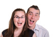 Photo: couple shouting - in delighted surprise couple shouting - in delighted surprise