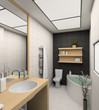 3D render modern interior of bathroom