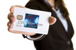 businesswoman showing visa credit card