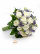 wedding bouquet and rings