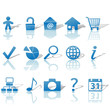 Web Blue Icons Set Shadows & Relections on White