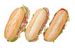 Turkey sandwich, salami sandwich and ham sandwich on white Turkey sandwich, salami sandwich and ham sandwich on white