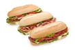 Three delicious sandwiches isolated on white