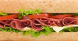 Close up of a salami submarine sandwich Close up of a salami submarine sandwich