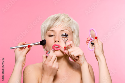 Woman being made up