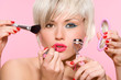 Woman being made up