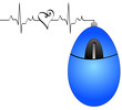 blue computer mouse with with heart rhythm 