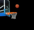 Basketball board and basketball ball on a black background