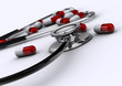 Stethoscope and pills