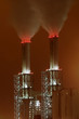 Power plant chimneys at night