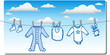 baby boy clothing on clothes line with clouds