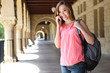 Pretty Girl on College Campus with Backpack
