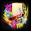 Background with bright banners