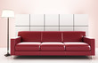 Interior with a red sofa Interior with a red sofa