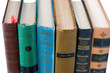 Pile of Old Antique Books on white background