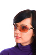Young girl in sunglasses isolated on the white
