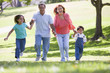 Grandparents running with grandchildren