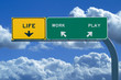 Freeway Sign Reading: Life, Work, Play Freeway Sign Reading: Life, Work, Play