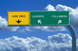 Freeway sign in blue cloudy skies reading Leaders and Followers Freeway sign in blue cloudy skies reading Leaders and Followers