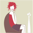 femme décoiffée dans fauteuil boule femme décoiffée dans fauteuil boule