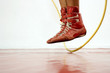 Close up of boxer's feet skipping