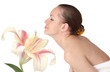 beautiful woman with lily flower