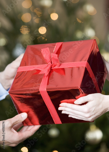 Photo: A present being exchanged A present being exchanged