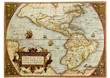 Ancient map of the Americas. Photo from old reproduction