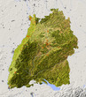 Reliefkarte von Baden-Württemberg. Farbgebung nach Vegetation Reliefkarte von Baden-Württemberg. Farbgebung nach Vegetation