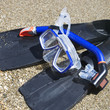 Close up of a snorkel mask and tube