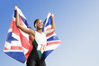 Portrait of a female athlete celebrating her win