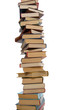 high stack of books