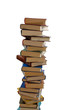 high stack of books