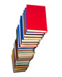 high stack of books